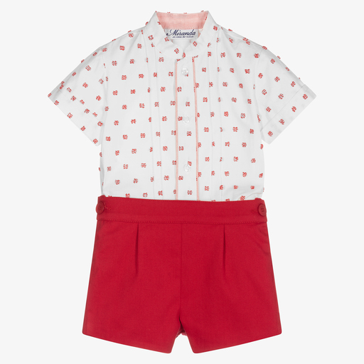 Miranda-Boys Red & White Shorts Set | Childrensalon Outlet