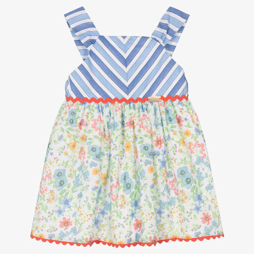 Miranda-Robe bleue à fleurs en coton fille | Childrensalon Outlet