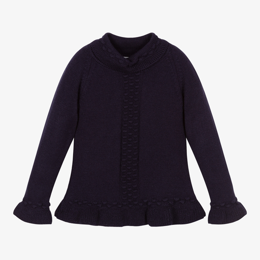 Miranda-Girls Blue Knit Roll Neck | Childrensalon Outlet
