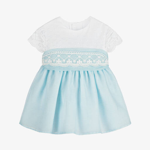 Miranda-Girls Blue Plumeti Lace Dress | Childrensalon Outlet