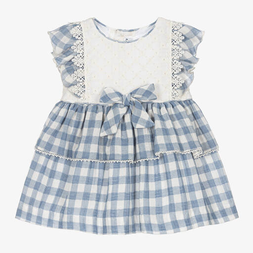 Miranda-Girls Blue & White Gingham Dress | Childrensalon Outlet