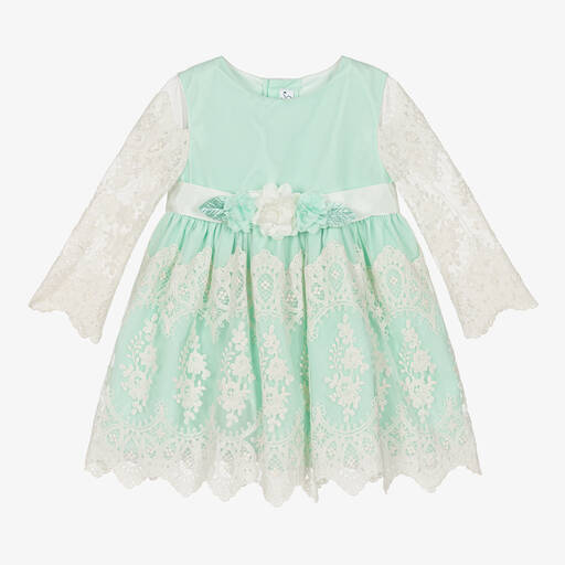 Miranda-Girls Green & Ivory Lace Dress | Childrensalon Outlet