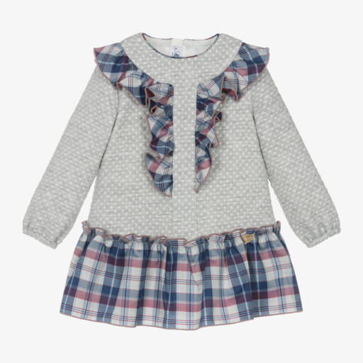 Miranda-فستان تارتان جيرسي لون رمادي | Childrensalon Outlet