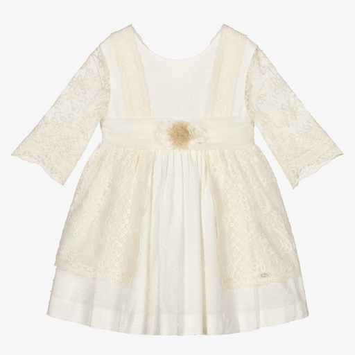 Miranda-Robe ivoire à dentelle Fille  | Childrensalon Outlet