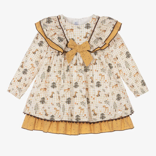 Miranda-Кремово-желтое платье из хлопка в клетку | Childrensalon Outlet