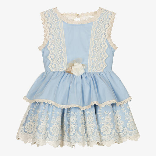 Miranda-Girls Pale Blue Lace Dress | Childrensalon Outlet