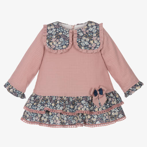 Miranda-Girls Pink & Blue Floral Cotton Dress | Childrensalon Outlet