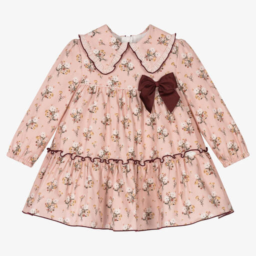 Miranda-Girls Pink Cotton Floral Dress | Childrensalon Outlet