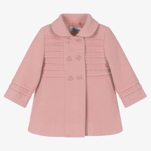 Miranda-Girls Pink Felted Double-Breasted Coat | Childrensalon Outlet