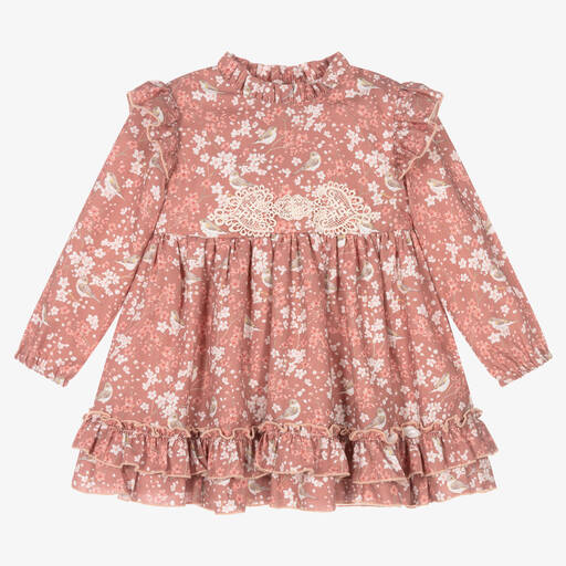 Miranda-Розовое хлопковое платье в цветочек | Childrensalon Outlet
