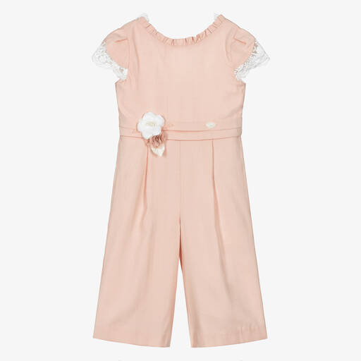 Miranda-Girls Pink Floral Brooch Jumpsuit | Childrensalon Outlet