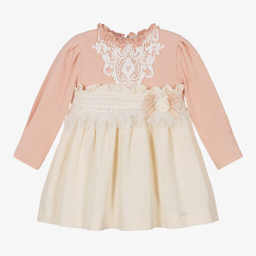 Miranda-Girls Pink & Ivory Lace Cotton Dress | Childrensalon Outlet