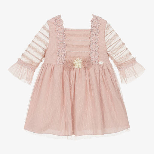 Miranda-Girls Pink Lace Flower Dress | Childrensalon Outlet