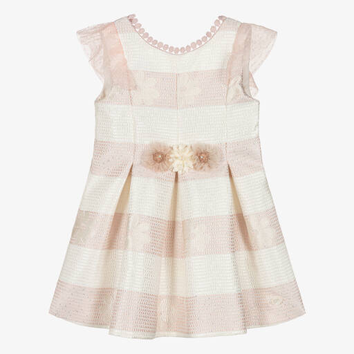 Miranda-Girls Pink Striped Ruffle Dress | Childrensalon Outlet