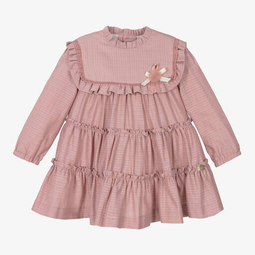 Miranda-Girls Pink Tiered Cotton Dress | Childrensalon Outlet