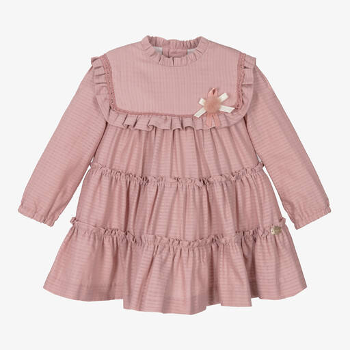 Miranda-Rosa gestuftes Baumwollkleid | Childrensalon Outlet