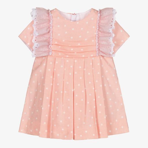Miranda-Girls Pink & White Dots Dress  | Childrensalon Outlet