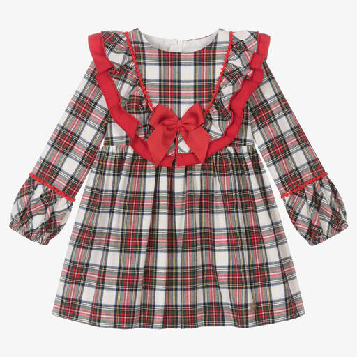 Miranda-Robe écossaise rouge à nœud fille | Childrensalon Outlet