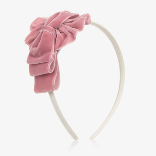 Miranda-Girls Velvet Pink Headband | Childrensalon Outlet