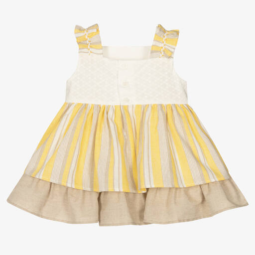 Miranda-Желто-бежевое хлопковое платье | Childrensalon Outlet