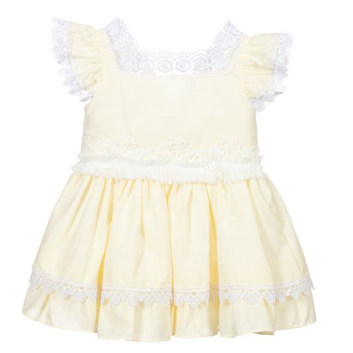 Miranda-Girls Yellow Cotton Dress | Childrensalon Outlet