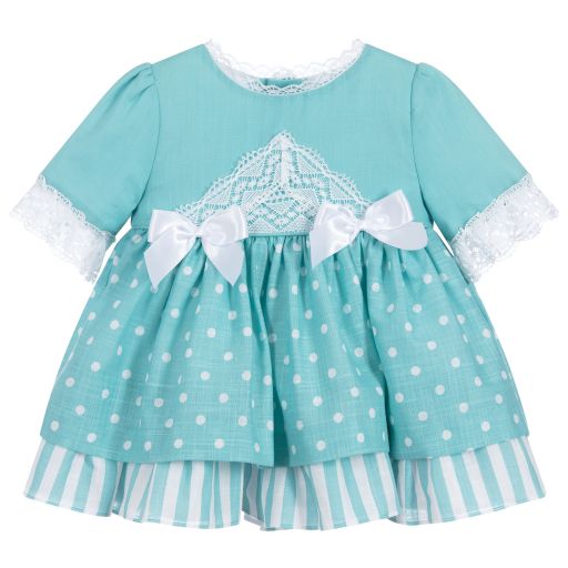 Miranda-Green Cotton & Lace Dress | Childrensalon Outlet