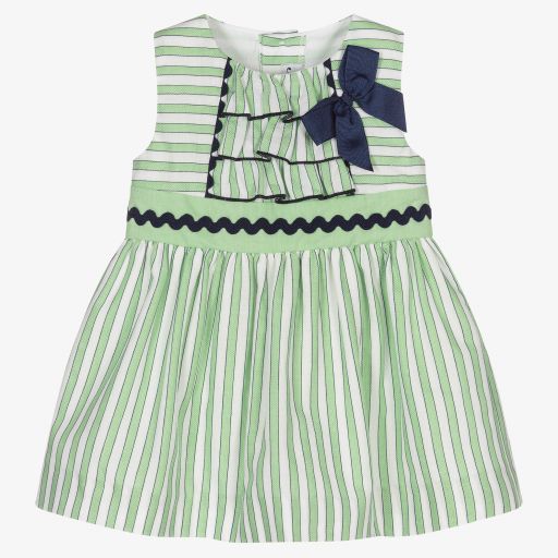 Miranda-Зеленое хлопковое платье в полоску и трусики | Childrensalon Outlet
