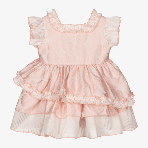 Miranda-Pink Jacquard Ruffle Dress  | Childrensalon Outlet