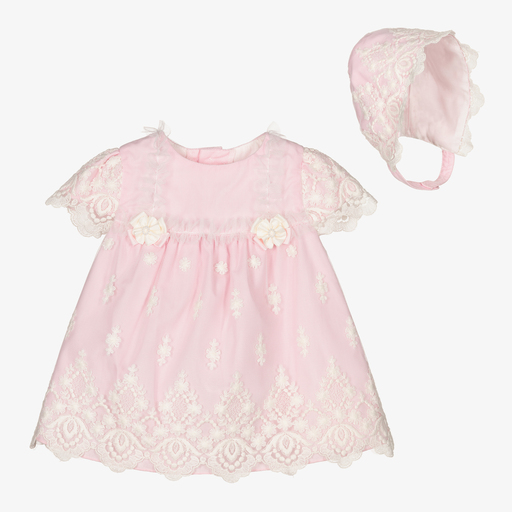 Miranda-Комплект с розовым кружевным платьем для малышек | Childrensalon Outlet