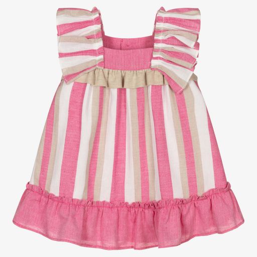 Miranda-Pink & White Striped Dress  | Childrensalon Outlet