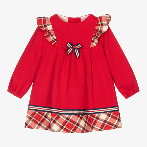 Miranda-Red Tartan Trim Baby Dress | Childrensalon Outlet