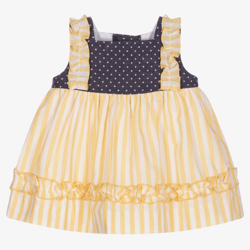 Miranda-Yellow & Blue Cotton Dress Set | Childrensalon Outlet