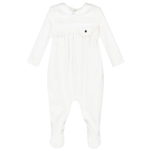 Miss Blumarine-Ivory Cotton Babygrow | Childrensalon Outlet