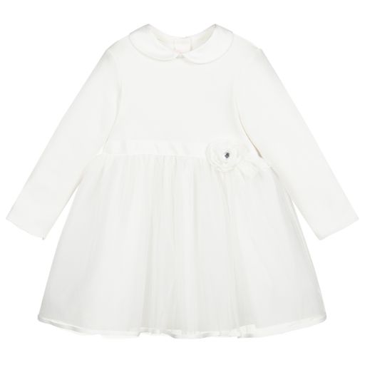 Miss Blumarine-Ivory Cotton & Tulle Dress | Childrensalon Outlet