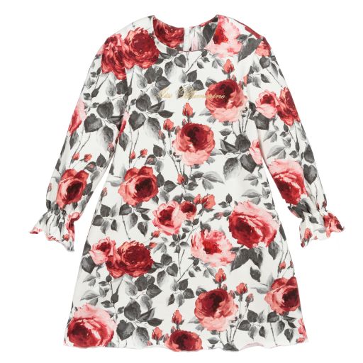 Miss Blumarine-Ivory & Pink Rose Dress | Childrensalon Outlet