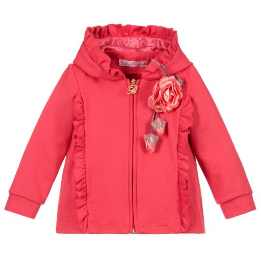 Miss Blumarine-Pink Zip-Up Cotton Jersey Top | Childrensalon Outlet