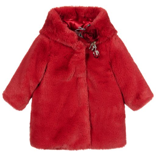 Miss Blumarine-Red Faux Fur Baby Coat | Childrensalon Outlet