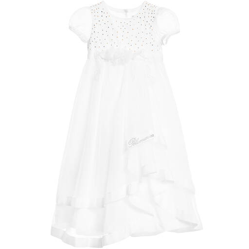 Miss Blumarine-White Ceremony Baby Gown & Headband Set | Childrensalon Outlet