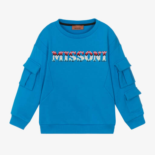 Missoni-Boys Organic Cotton Blue Jumper | Childrensalon Outlet