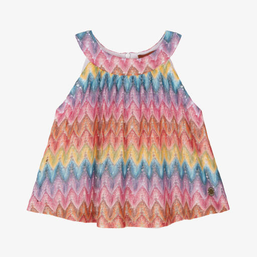 Missoni-Розовая вязаная блузка с зигзагами для девочек | Childrensalon Outlet