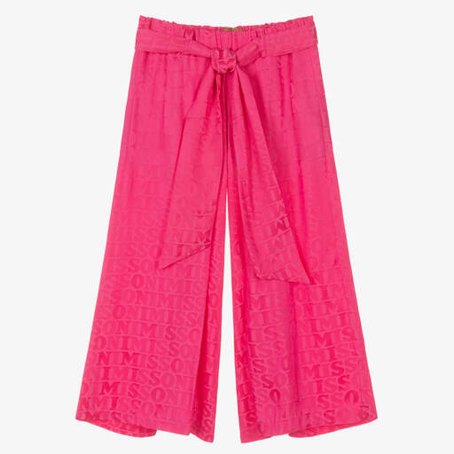 Missoni-Girls Pink Jacquard Wide Leg Trousers | Childrensalon Outlet