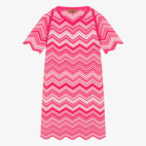 Missoni-Robe rose maille zigzag fille | Childrensalon Outlet