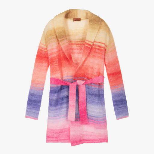 Missoni-كارديغان مزيج صوف محبوك لون زهري وأصفر للبنات | Childrensalon Outlet