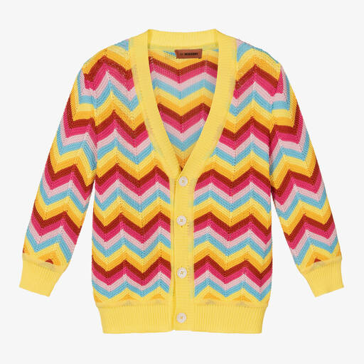 Missoni-Girls Pink & Yellow Zigzag Cardigan | Childrensalon Outlet