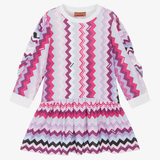Missoni-Girls Purple Cotton Jersey Zigzag Dress | Childrensalon Outlet