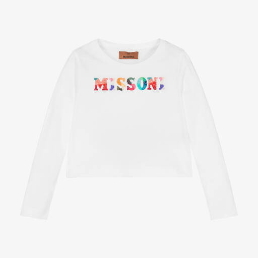 Missoni-Weißes Kurzoberteil aus Bio-Baumwolle für Mädchen | Childrensalon Outlet
