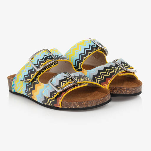 Missoni-Teen Blue & Yellow Leather Zigzag Sandals | Childrensalon Outlet