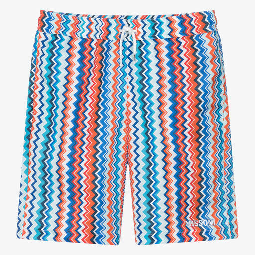 Missoni-Teen Boys Blue Zigzag Swim Shorts | Childrensalon Outlet