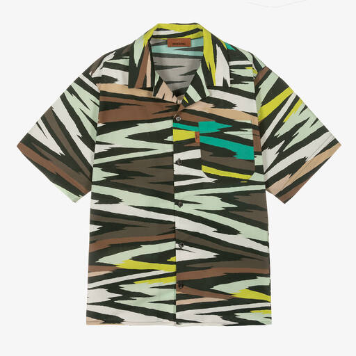 Missoni-Teen Boys Brown & Green Zigzag Cotton Shirt | Childrensalon Outlet