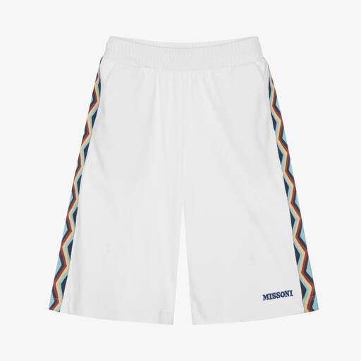 Missoni-Teen Boys White Zigzag Logo Shorts | Childrensalon Outlet